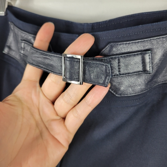 MAG Magaschoni Faux Belted Mid Rise Flare Trouser Pants - Picture 6 of 10